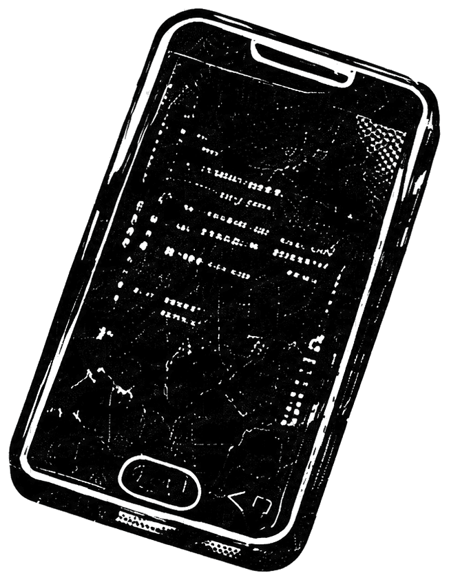 A distressed smartphone illustration representing mobile app development